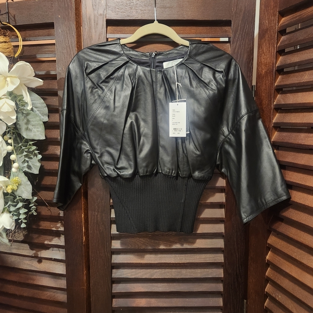 3.1 Phillip Lim Black Leather Blouse